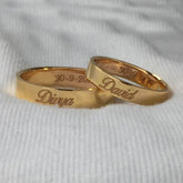 Engrave Couple Ring | Gold Color