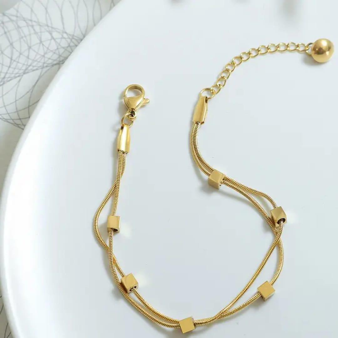 Dual Chain Gold Bracelet✨
