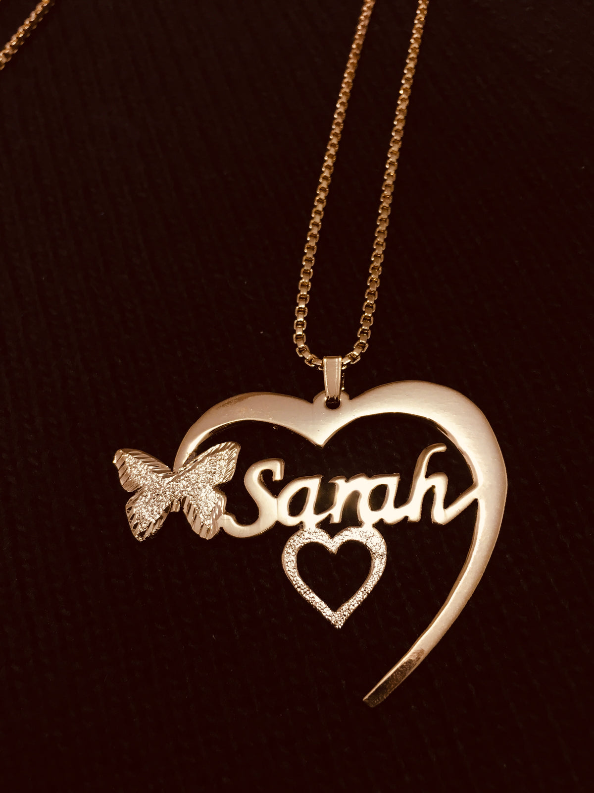 Customized Name Necklace - Heart Shape with butterfly design