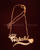 Customized Name Necklace- Crown with heart Design