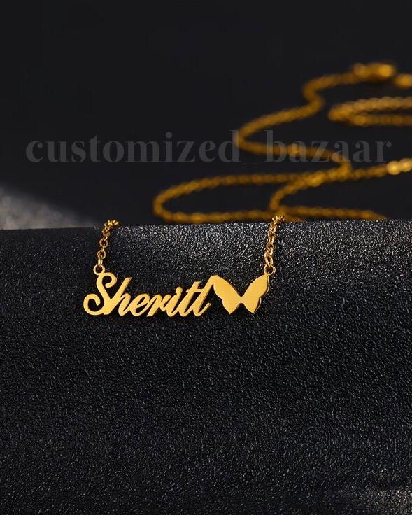 Customized Name Necklace- with butterfly