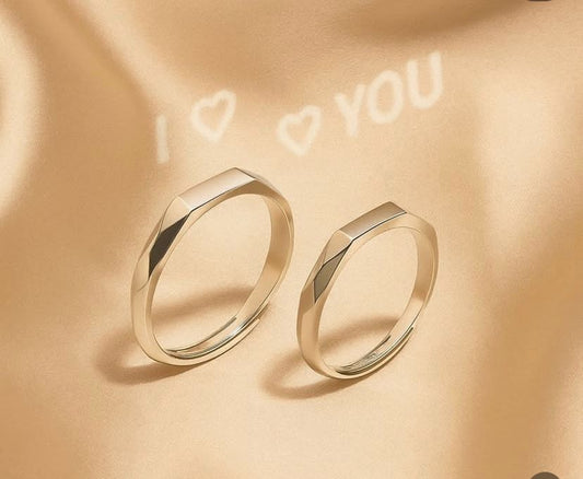 “I ❤️ You” Reflection Couple Rings – Timeless Love Bands